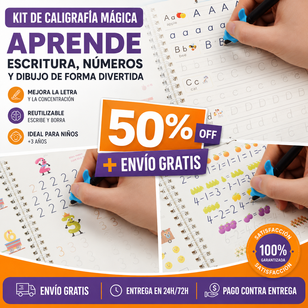 [🔥 50% OFF HOY] AYUDA A TU HIJO A ESCRIBIR Y CONCENTRARSE SIN PANTALLAS - Método 3F: forma, fluidez y enfoque en cada trazo